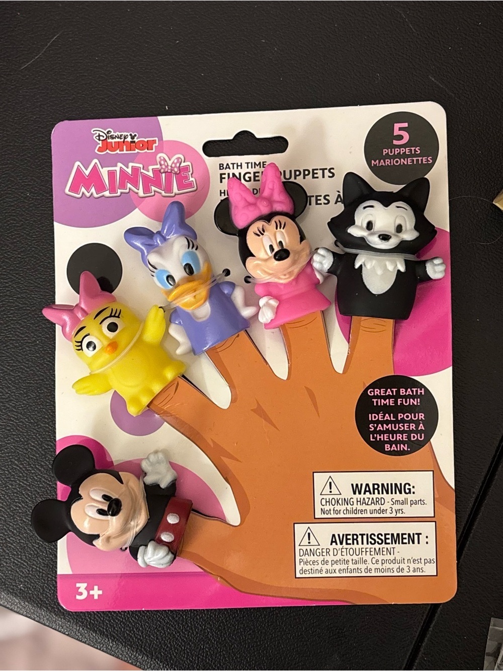 Disney Bath Finger Puppets - Black, Pink, Purple, Yellow
